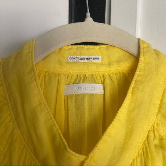 Mother The Sunburst Cotton Voile Shirt Yellow Long Sleeve Top Button Down Blouse - Picture 3 of 4